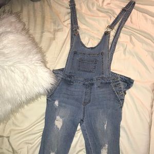 distressed overalls